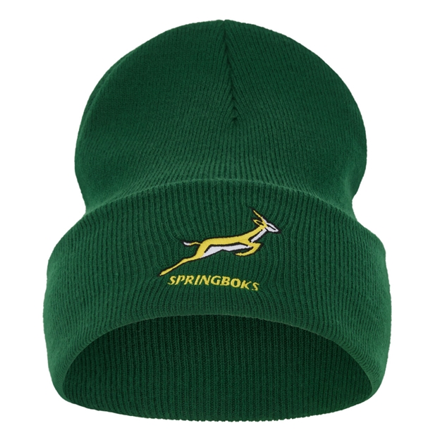 South Africa Springboks Adults Peak Beanie 26/27 Gorge Green - Front View