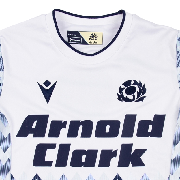 Scotland Infants Away Rugby Shirt 26/27 White Sand and Navy - Front Close-up View