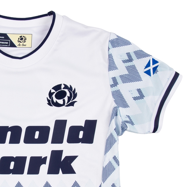 Scotland Infants Away Rugby Shirt 26/27 White Sand and Navy - SRU Close-up View