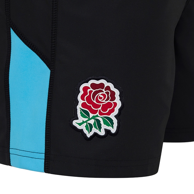 England Mens Away Rugby Shorts 25/26 Black - RFU Rose