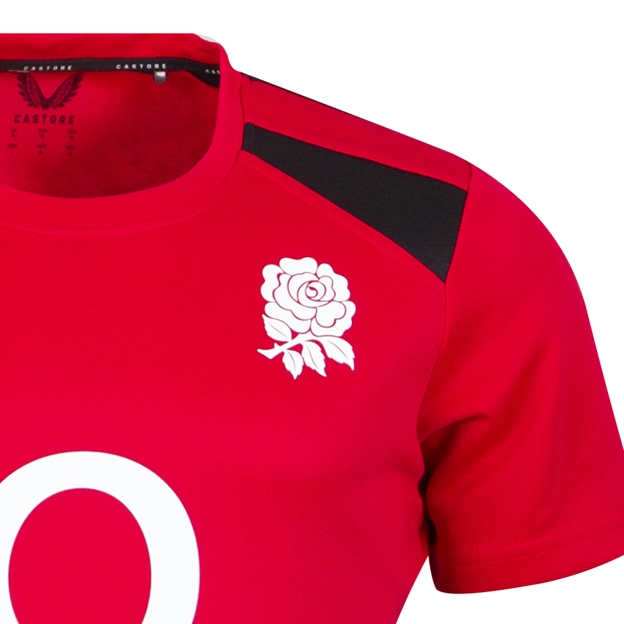 England Mens Contact Shirt 26/27 Persian Red - RFU Rose Close-up