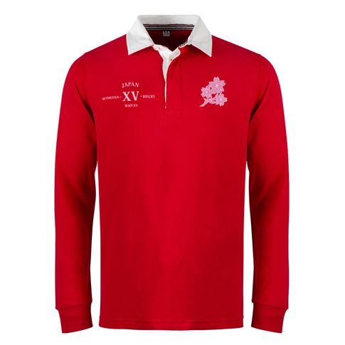 Womens World Cup Japan Adults Classic Heavyweight Rugby Shirt Red - Front Womens World Cup Japan Adults Classic Heavyweight Rugby Shirt Red - Front