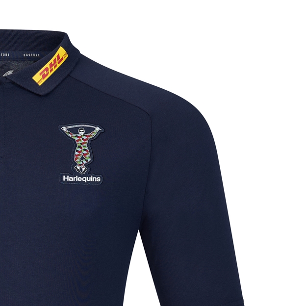 Harlequins Mens Off Pitch Polo 26/27 Navy - Harlequin Close-up