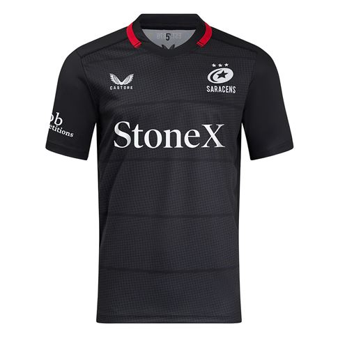 Saracens Mens Home Rugby Shirt 24/25 - Front Saracens Mens Home Rugby Shirt 24/25 - Front