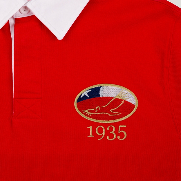 Chile 1935 Adults Heritage Cotton Rugby Shirt Red - Badge Close-up