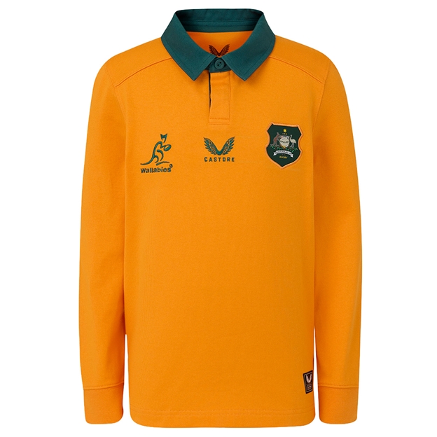 Australia Mens Home Classic Rugby Shirt 2026 Long Sleeve Gold - Front