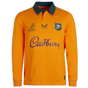Australia Mens Home Classic Rugby Shirt 2026 Long Sleeve Gold - Front View