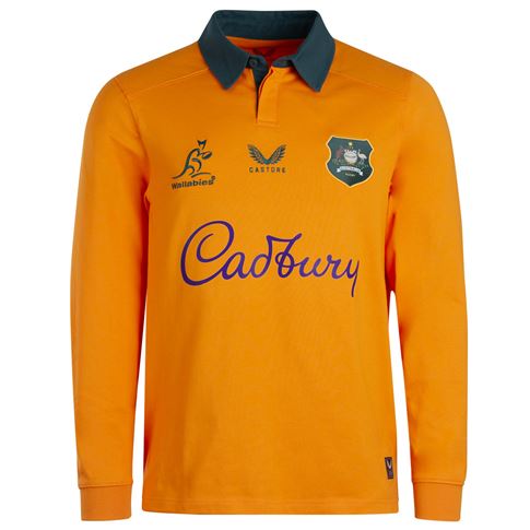 Australia Mens Home Classic Rugby Shirt 2026 Long Sleeve Gold - Front View
