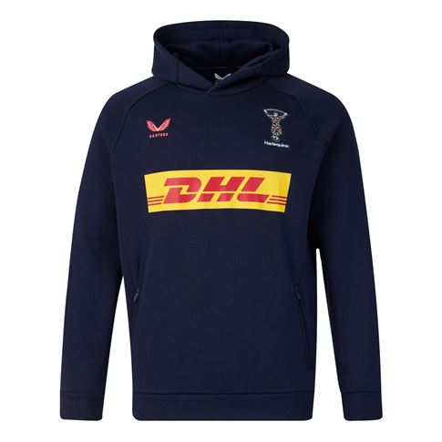 Harlequins Mens Off Pitch Hoodie 26/27 Navy - Front View
