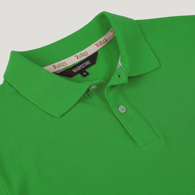 Namibia 1916 Heritage Pure Cotton Polo Bright Green - Collar Close-up