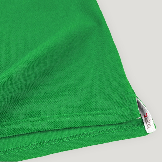 Namibia 1916 Heritage Pure Cotton Polo Bright Green - Hem Close-up