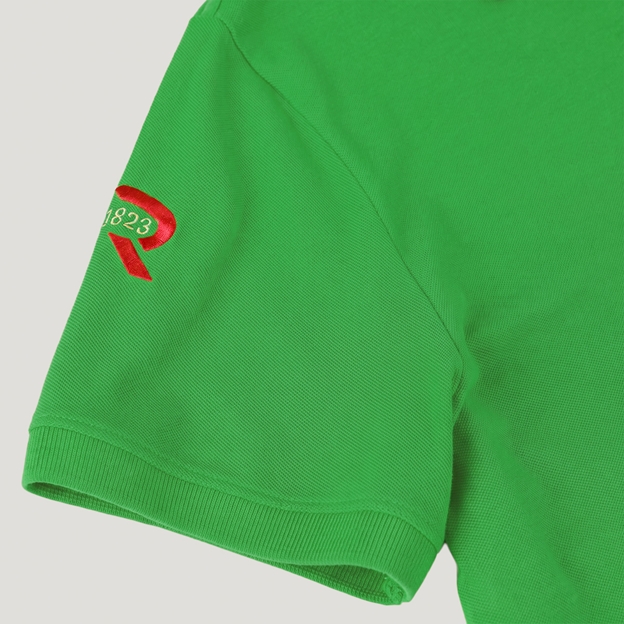 Namibia 1916 Heritage Pure Cotton Polo Bright Green - Sleeve Close-up