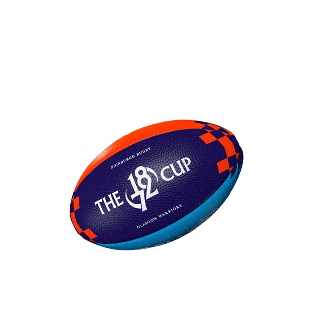 Gilbert Edinburgh Vs Glasgow 1872 Cup Mini Rugby Balls Orange & Blue - Front