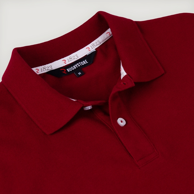 Georgia 1959 Adults Classic Cotton Polo Shirt Claret - Collar Close-up