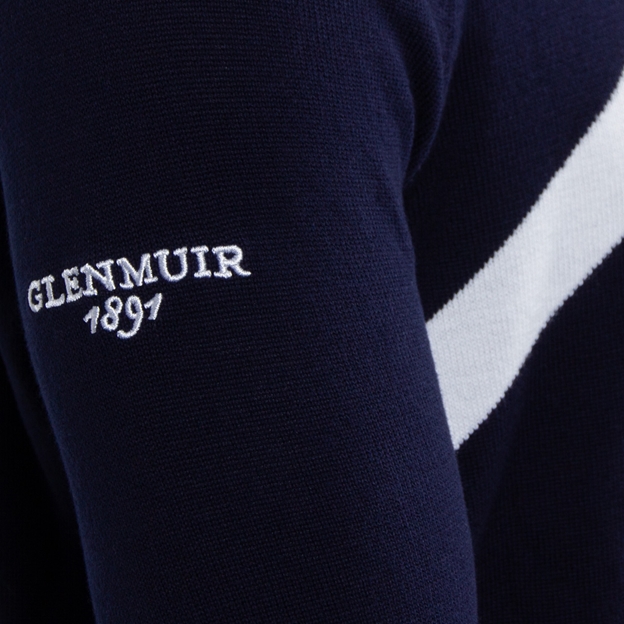 Scotland Mens Glenmuir Saltire Zip Neck Cotton Sweater Navy - sleeve