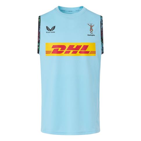 Harlequins Mens Performance SleevelessTraining Tee 25/26 Sky Blue - Front Harlequins Mens Performance SleevelessTraining Tee 25/26 Sky Blue - Front