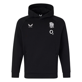 England Mens Off Pitch Hoodie 26/27 Castore Black - Front View