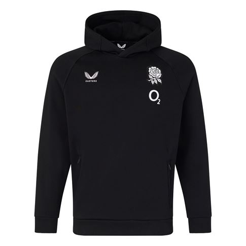 England Mens Off Pitch Hoodie 26/27 Castore Black - Front View