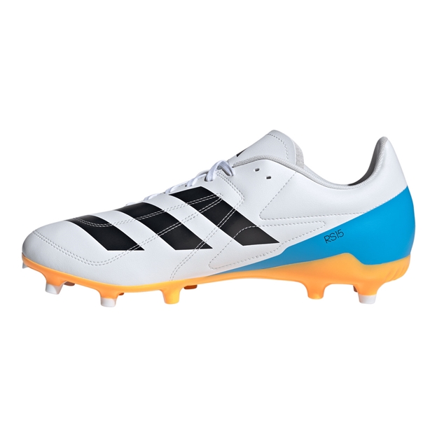 adidas Adults RS-15 Firm Ground Rugby Boots White - Instep View