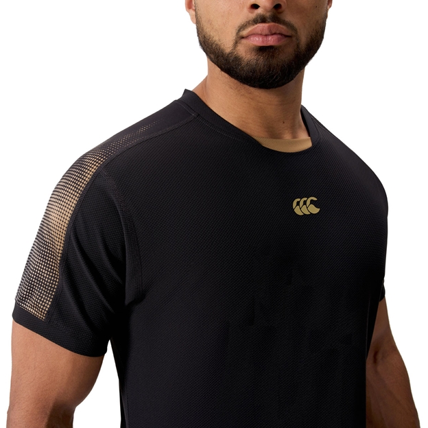Canterbury Mens Tempo Drill Top Black Back - Model Front Close-up