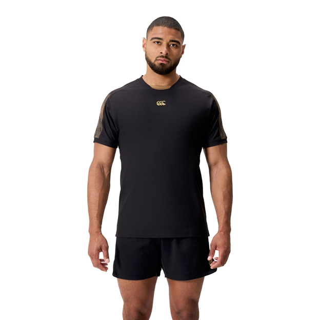 Canterbury Mens Tempo Drill Top Black Back - Model Front View