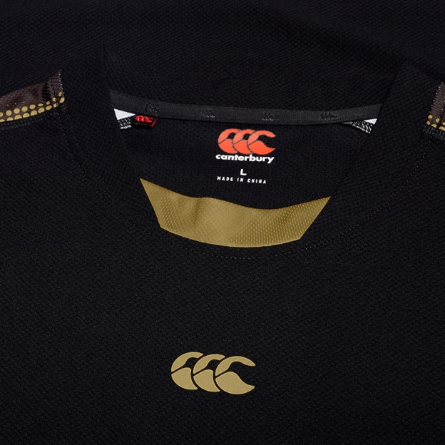 Canterbury Mens Tempo Drill Top Black Back - Neck Close-up