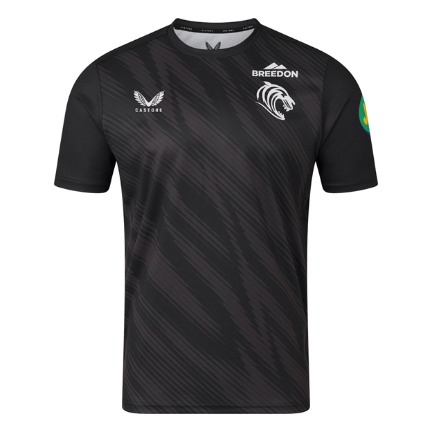 Leicester Tigers Mens Warm-Up Match Day T-Shirt 25/26 Black - Front