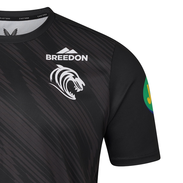 Leicester Tigers Mens Warm-Up Match Day T-Shirt 25/26 Black - Leicester Tigers Logo