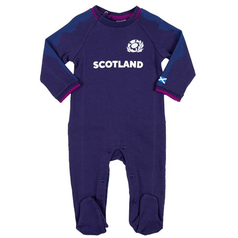 Scotland Baby Home Kit Sleepsuit 25/26 Navy/Lilac - Front View Scotland Baby Home Kit Sleepsuit 25/26 Navy/Lilac - Front View