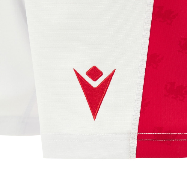 Wales Mens Home Rugby Shorts 26/27 White - Macron Logo Detail