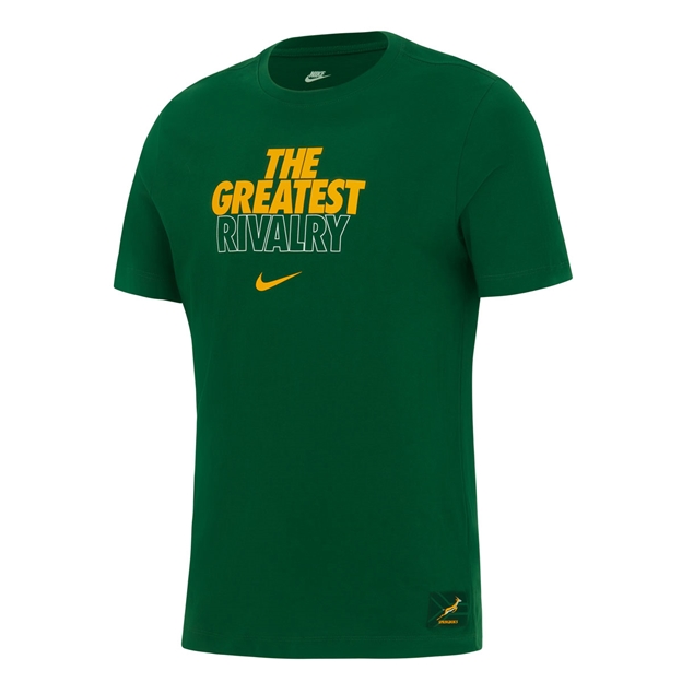 South Africa Springboks Mens All Blacks Tour T-Shirt 26/27 Gorge Green - Front View
