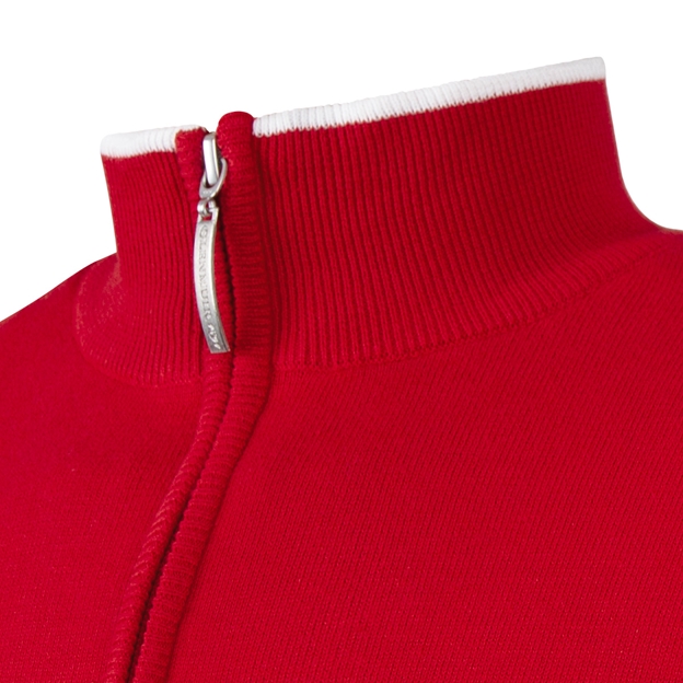 Wales Mens Glenmuir Welsh Dragon Zip Neck Cotton Sweater - Collar