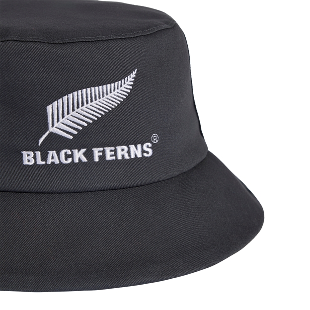 Black Ferns Adults 'Greatest Rivalry' Bucket Hat 26/27 Carbon - Embroidery Close-up