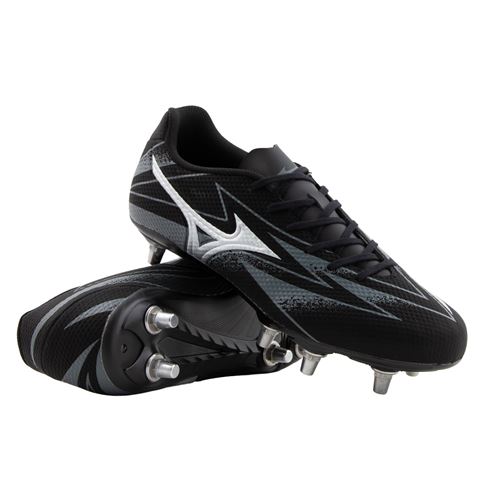 Mizuno Adults Waitangi Pro Firm Ground Rugby Boots Bright Black - Front View