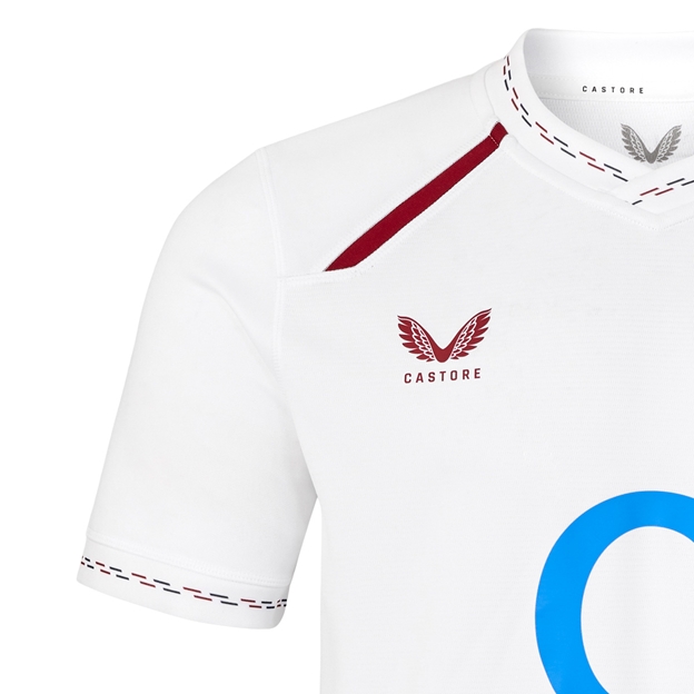 England Mens Home Rugby Shirt 26/27 Brilliant White - Castore Close-up