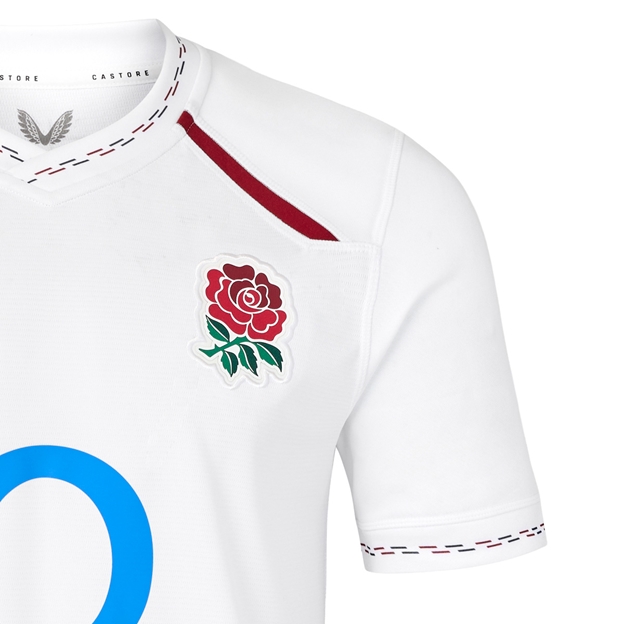 England Mens Home Rugby Shirt 26/27 Brilliant White - RFU Rose Close-up
