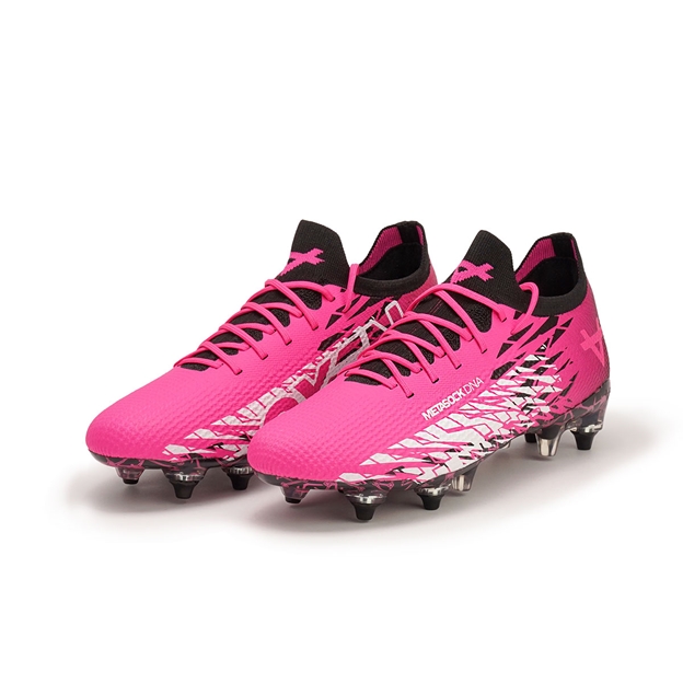 Oxen Kids Metasock Mix Stud Rugby Boots Pink/Black - Pair