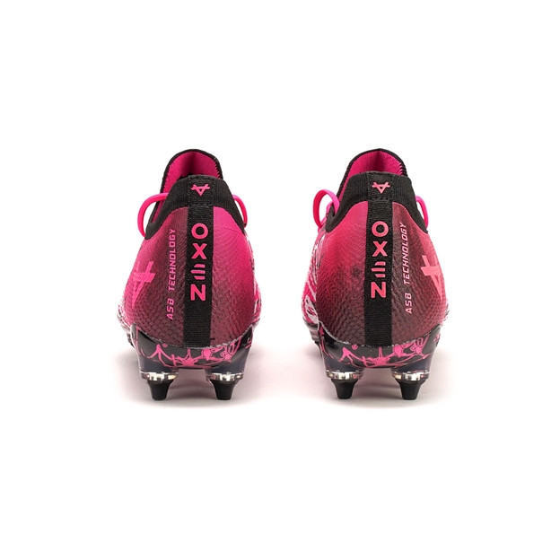 Oxen Kids Metasock Mix Stud Rugby Boots Pink/Black - Heel