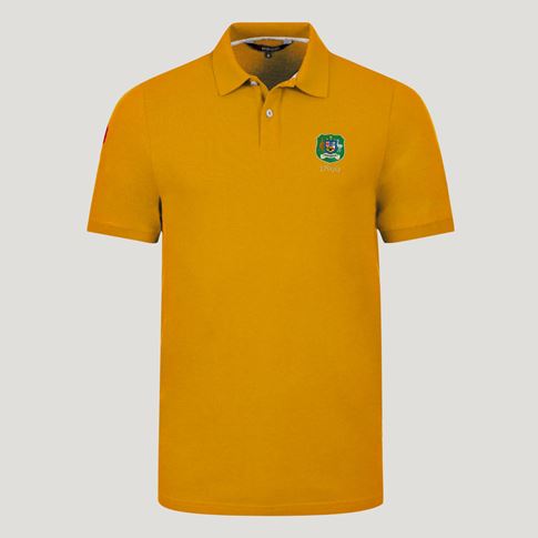 Australia 1899 Crest Adults Classic Cotton Polo Shirt Gold - Front View