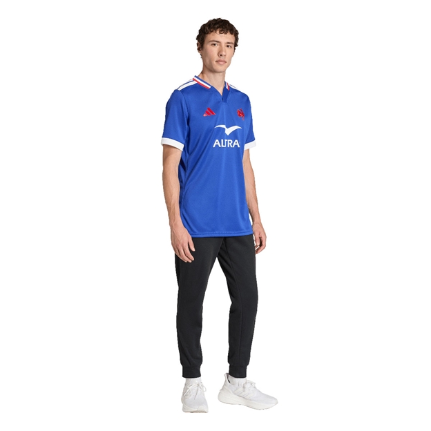 France Mens Home Rugby Shirt Lucid Blue 25/26 - Model Full Front View