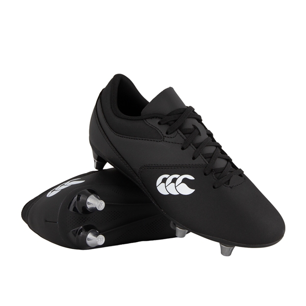 Canterbury Kids Phoenix Raze Soft Ground Rugby Boots Black - Front View