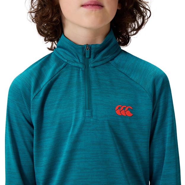 Canterbury Kids Tempo+ Knit Quarter Zip Pullover - Model Close-up