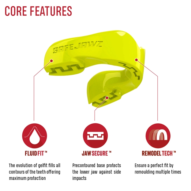SafeJawz Intro Series Fluro Yellow Mouthguard - Tech