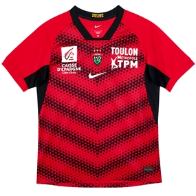 RC Toulon Mens Home Rugby Shirt 25/26 Red - Flatlay