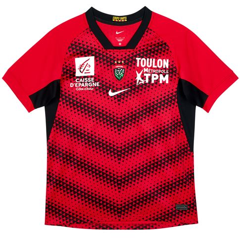 RC Toulon Mens Home Rugby Shirt 25/26 Red - Flatlay RC Toulon Mens Home Rugby Shirt 25/26 Red - Flatlay