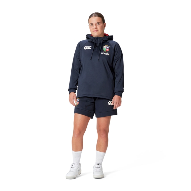 British and Irish Lions Womens 1/4 Zip Hoody - Navy - Model Front Full
