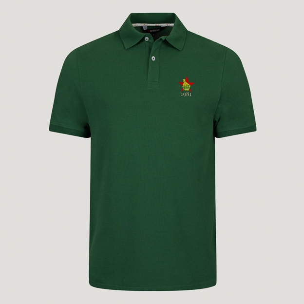 Zimbabwe 1981 Heritage Pure Cotton Polo Bottle Green - Front View