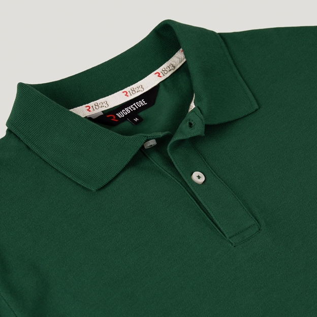 Zimbabwe 1981 Heritage Pure Cotton Polo Bottle Green - Collar Close-up