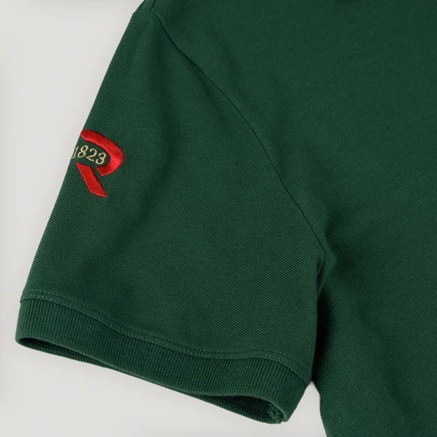 Zimbabwe 1981 Heritage Pure Cotton Polo Bottle Green - Sleeve Close-up