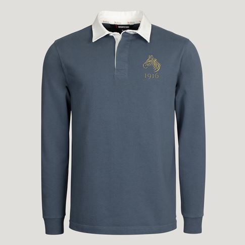 Namibia 1916 Adults Heritage Rugby Shirt Petrol Blue - Front View
